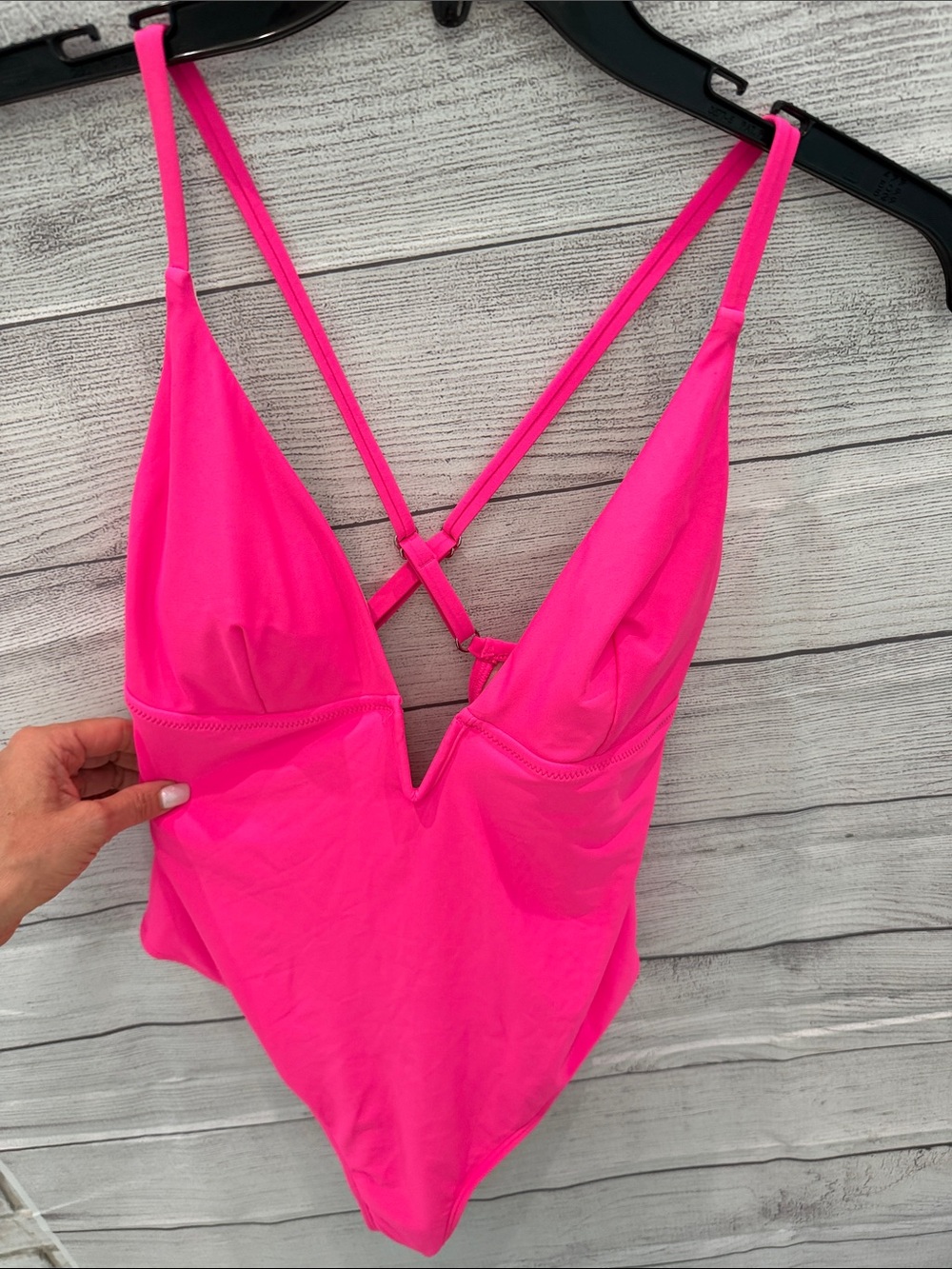 Cupshe Neon Pink Plunge One-Piece Swimsuit